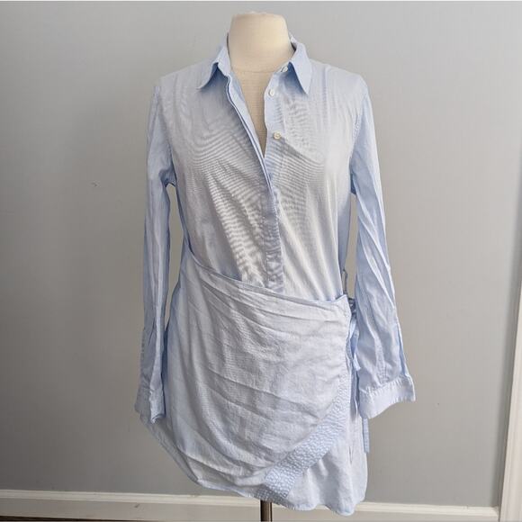 Women's 3.1 Phillip Lim 12 Light Blue Shirt Dress Mini Button Down Business - Picture 1 of 8